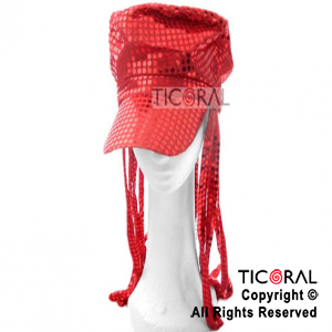SOMBRERO ROJO BOINA CON TIRAS HS3090-4 x 1
